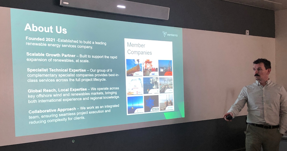 James McAteer (GDG) describing his work in offshore renewable energy development