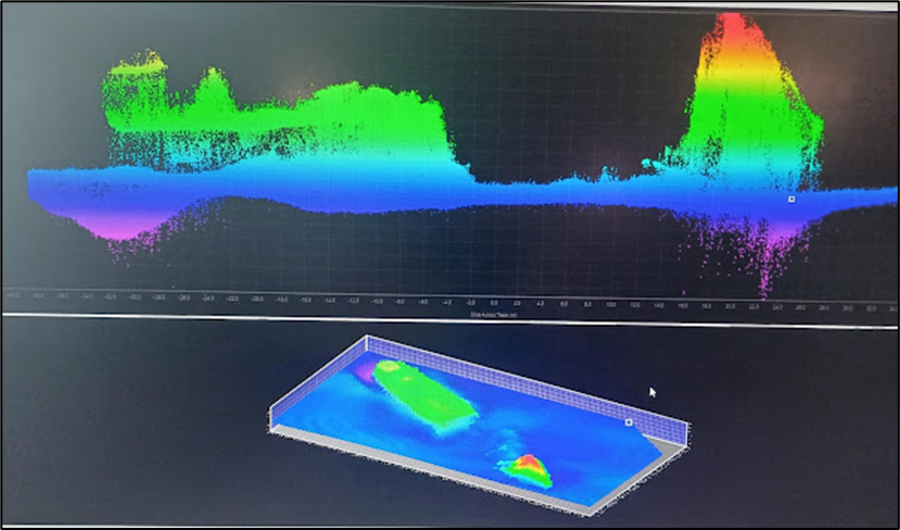 Figure 3: Seabed data showing uncharted shipwreck