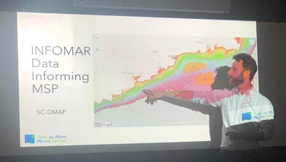 Michael Arrigan (Marine Institute) discussing how INFOMAR data informs on marine spatial planning